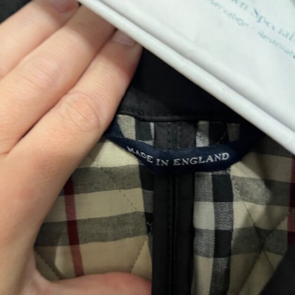 Burberry Quilted Jacket Black Logo Plaid Small - Picture 5 of 12